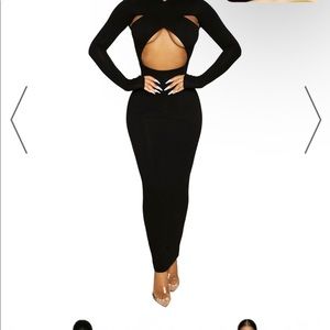 Black midi cut out dress